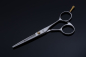 Preview: Mitzaki-Santay500 in 5.0 Zoll, ergonomische formgebung, Japanstahl mit feinem Hohlschliff, beide Schneiden hochglanzpoliert im DGT Verfahren, abschraubbarer Fingerhaken, Lieferung mit Einstellschlüssel und Scherenetui